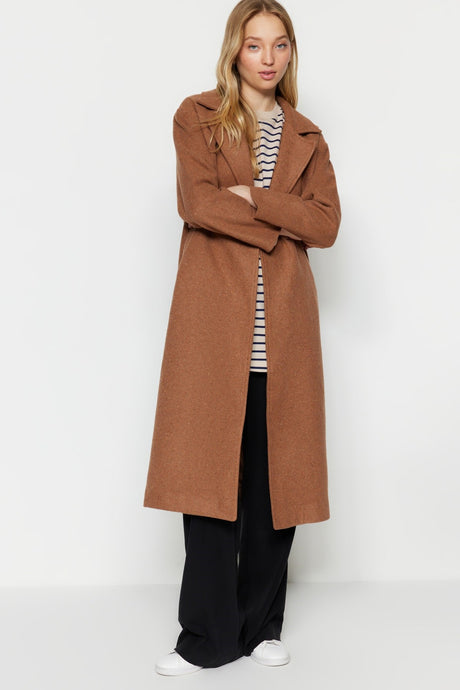 Brown One-button Lined Coat Tctaw23kb00012