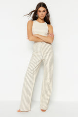 Multi Color Striped High Waist Wide Leg Jeans Twoss23je00247