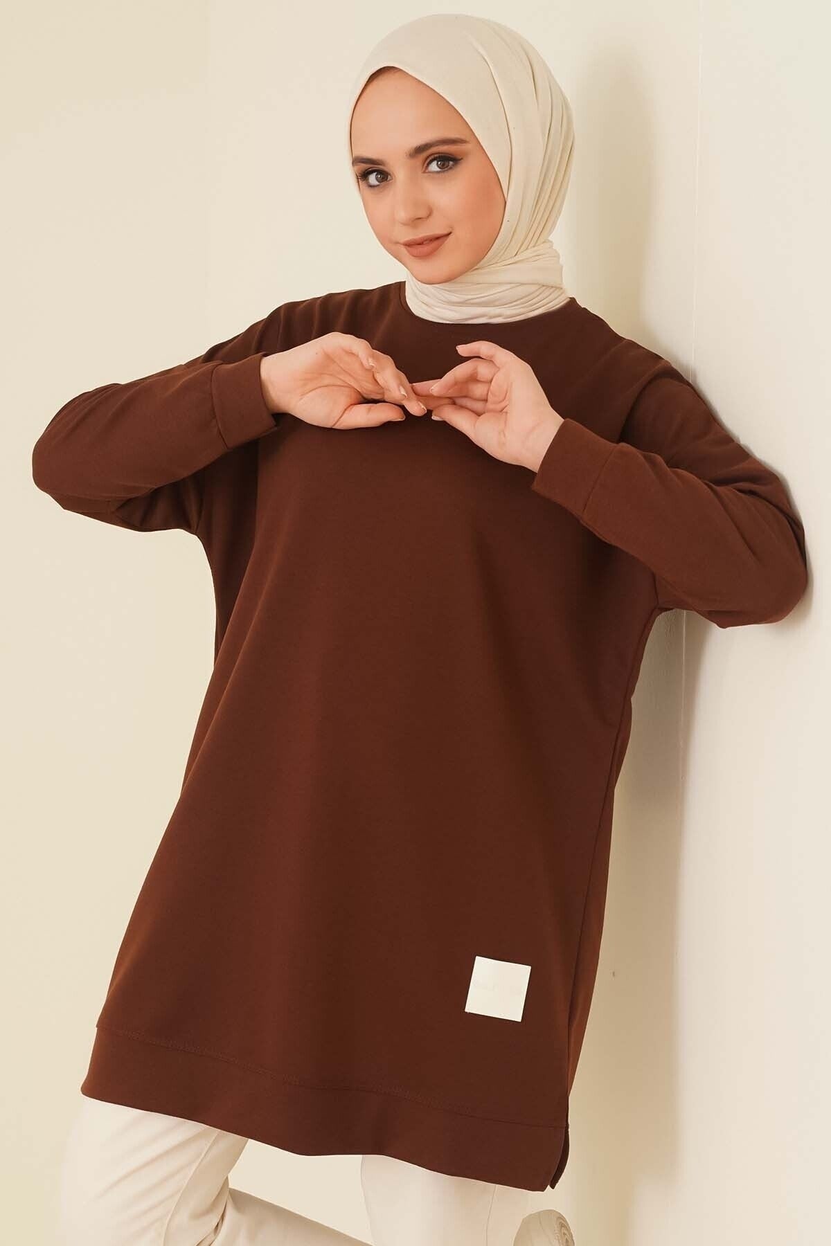 Women's Seasonal Loose Crew Neck Long Burkini Tunic Long Sport Model Seasonal Tunic B102