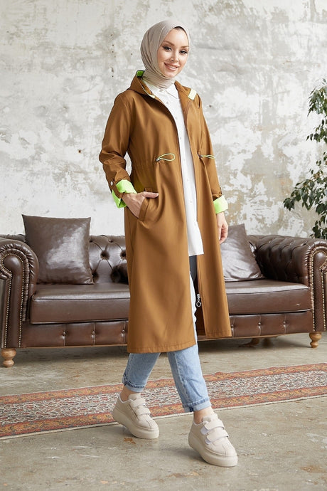 Neon Trench Hooded Sweatshirt At Waist - Taba\ Orange Ms00or12093