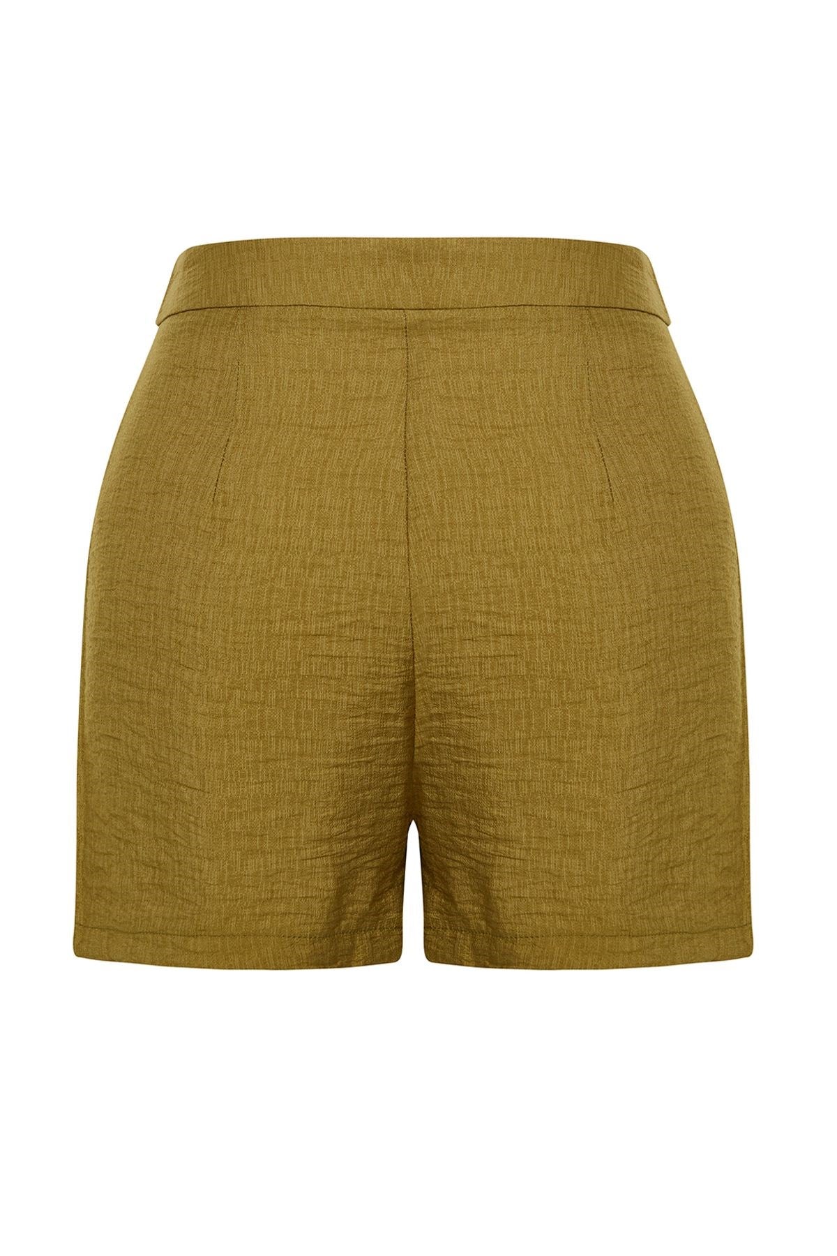 Camel Pocket Detailed Woven Linen Look Shorts Twoss24sr00018