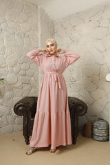 Cotton Shirt Collar Loose Hijab Dress Rge100