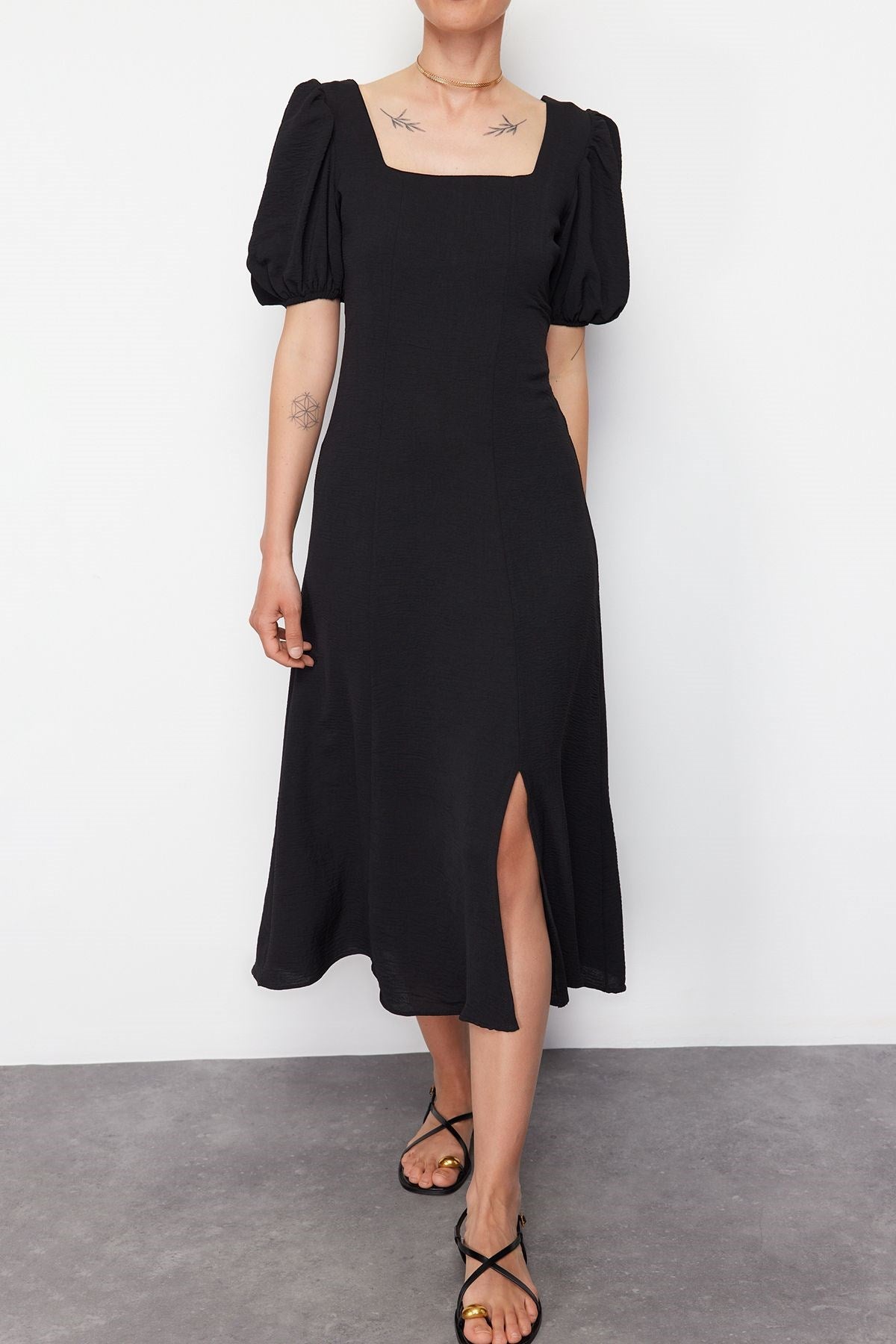 Black Regular Woven Dress Tedss24el00070