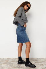 Black High Waist Denim Shorts & Bermuda Twoss24sr00007