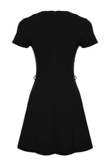 Black Skirt Flared Bow Detail Mini Woven Dress Twoss24el00803