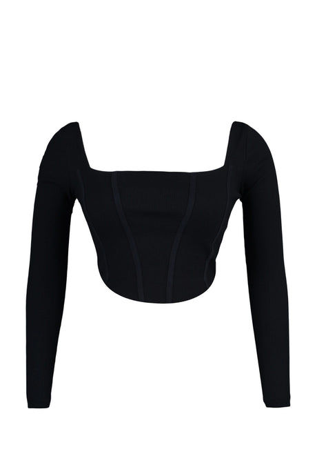 Ecru Crop Fitted Knitted Blouse Detailed Blouse Tbbaw23af00118