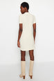 Beige A Cut/bell Form Thessaloniki/knitwear Look Mini Knitted Dress Twoaw24el00149