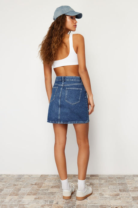 Black High Waist Mini Denim Skirt Twoss24et00063