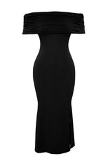 Black Body Sitting Knitted Elegant Evening Dress Tprss24el00113