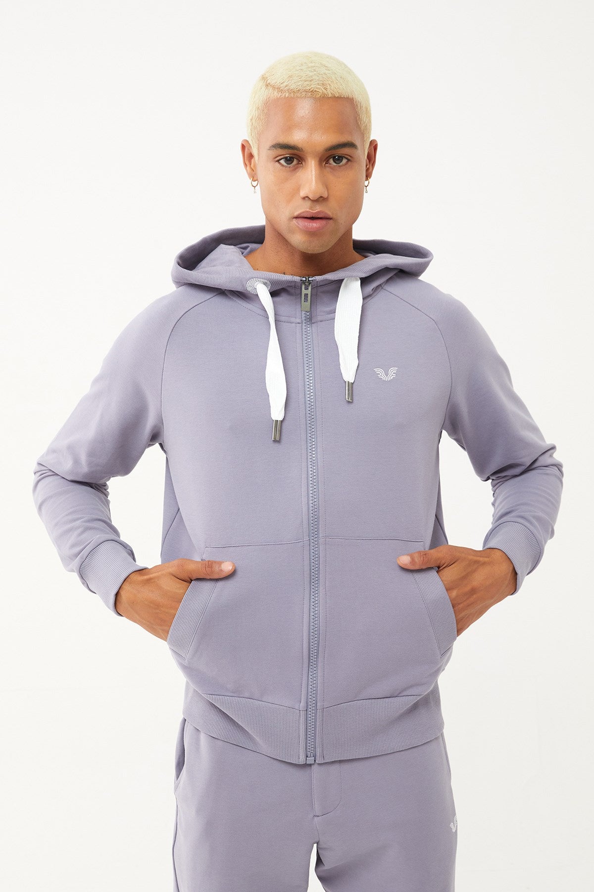 Men's Navy Organic Cotton Pocket Zipper Hooded Casual And Sports Tracksuit Top 0802 Tb23my06s0802-1