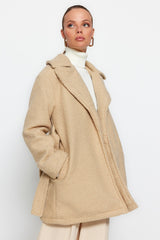 Beige Oversize Wide Cut Belted Bouquet Coat Twoaw24kb00057