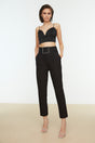 Black Belt Woven Shiny Stone Pants Tpraw20pl0168