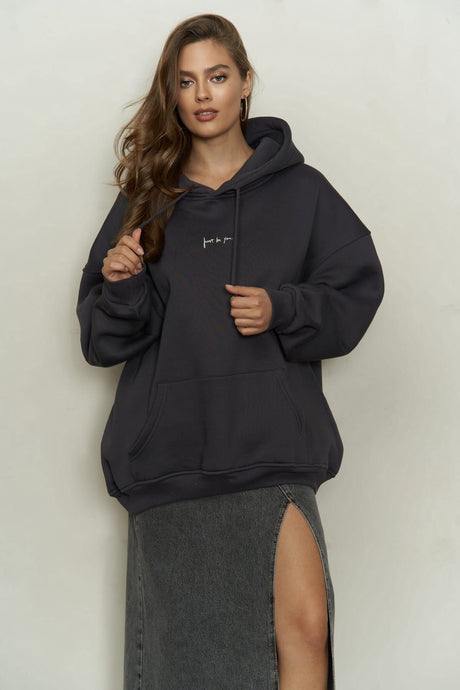 Just Be You Dark Khaki Hoodie Sweatshirt 2307