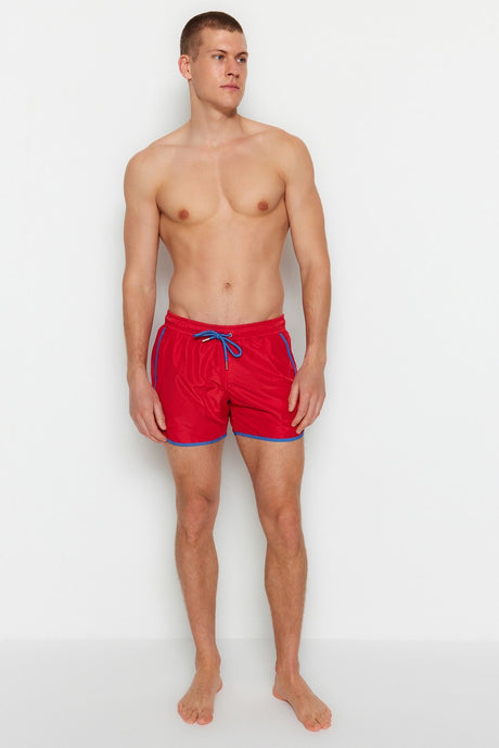 Red Men's Short Sleeve Swimsuit Marine Shorts Tmnss23ds00027