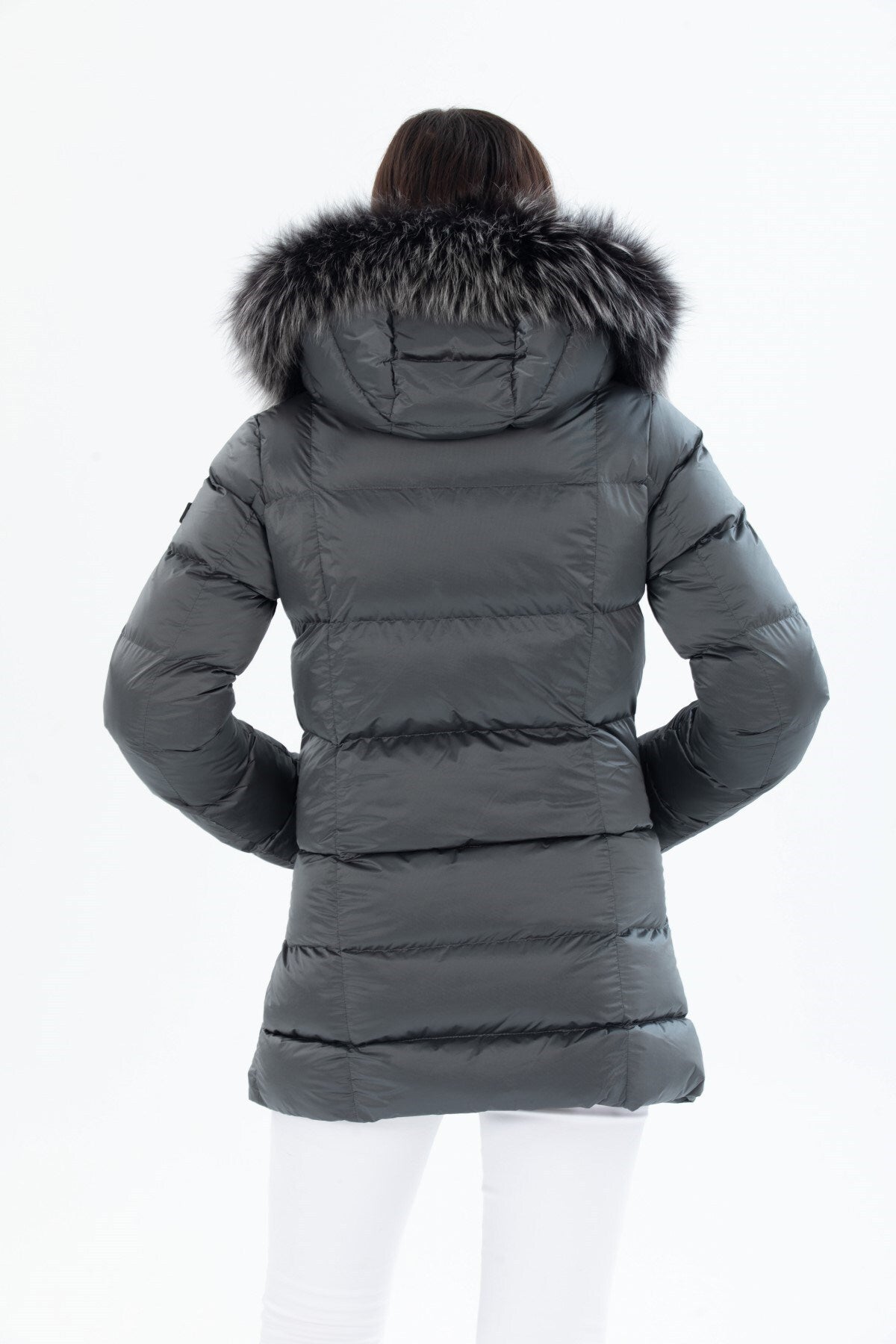 Women's Long Removable Fur Hooded Padded Windproof Water Repellent Inflatable Coat 8651 Gfx8651