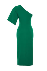 Emerald Green Waistband/skater Woven Midi Dress Tprss24el00028