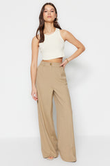 Khaki Ironed Wide Leg/wide Leg Woven Pants Twoss23pl00326