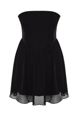 Black Waisted Skater Dress Tprss24el00017