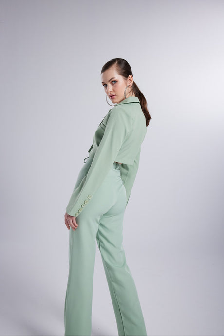 High Waist Button Closure Fabric Panky Pants Green Hlpankypants