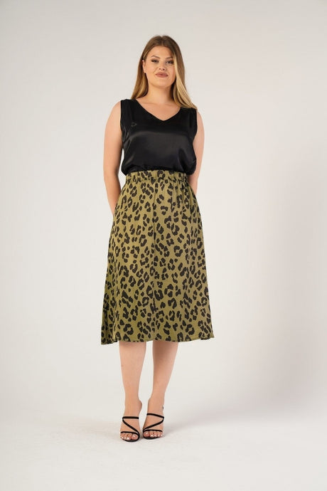 Plus Size Leopard Print Skirt 230700016