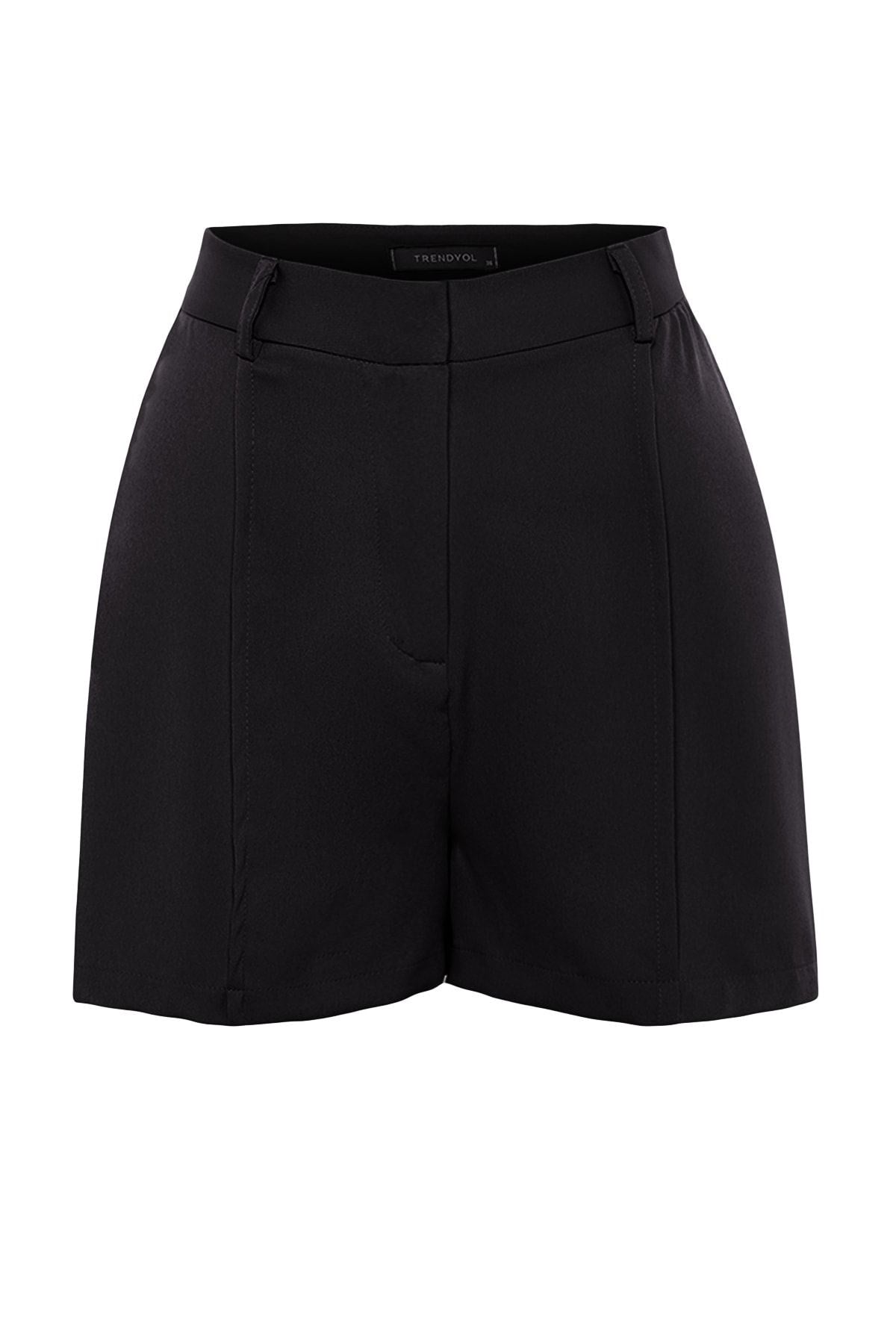 Black Rib Detailed Woven Shorts Twoss23sr00079