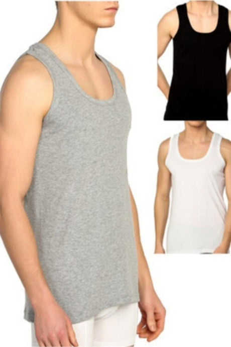 Men's White 3 Pack Cotton Combed Tank Top Elf568passion101ccm3