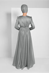 Women's Green (era) Skirt Ruffle Belted Silvery Evening Dress 001100 20yabl001100