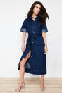 Blue More Sustainable Belted Denim Maxi Dress Twoss24el00531