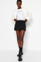 Black Waist Detailed Woven Shorts Skirt Twoaw24sr00009