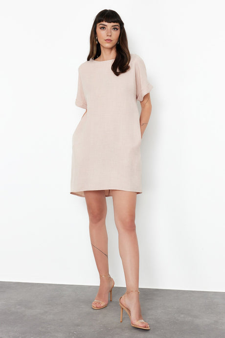 Mink Straight Cut Mini Woven Dress Twoss24el00765