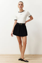 Flexible Mini Skirt With Black Pleated Shorts Twoss24et00192