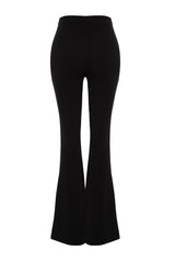 Black Knitted Shiny Stone Pants Tprss24pl00008