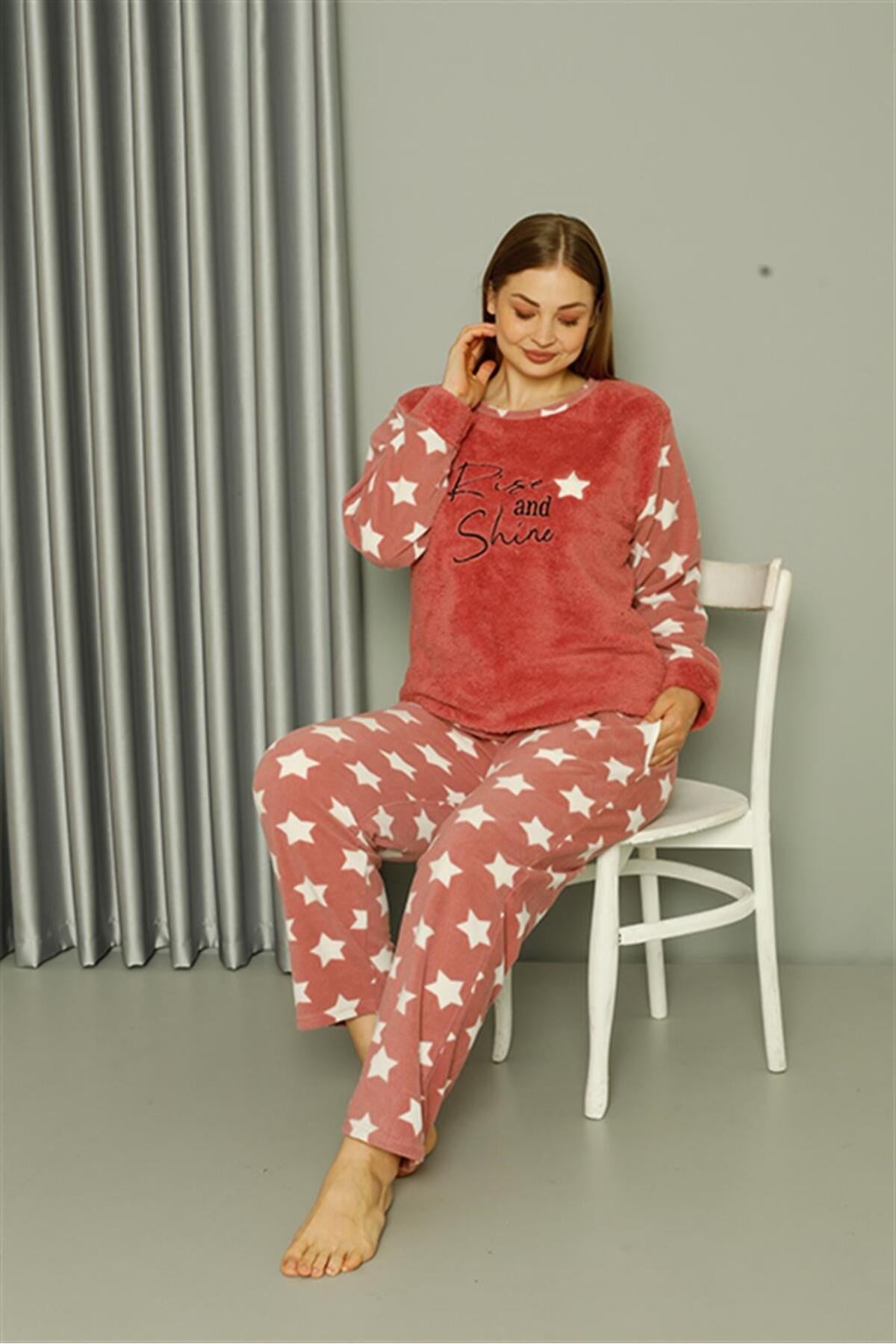 Welsoft Fleece Women Plus Size Powder Pajama Set 808042