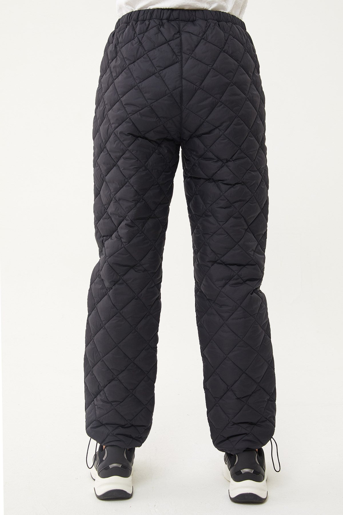 Women's Shiny Black Quilted Winter Zipper Pocket Outdoor Snow Pants 1563 Tb23wl05w1563-1