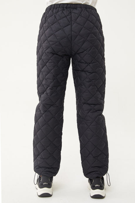 Women's Shiny Black Quilted Winter Zipper Pocket Outdoor Snow Pants 1563 Tb23wl05w1563-1