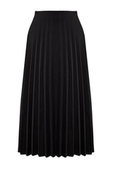 Black Pleated Satin Midi Woven Skirt Twoaw24et00359