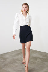 Navy Blue Mini A-line Woven Skirt Twoaw20et0370