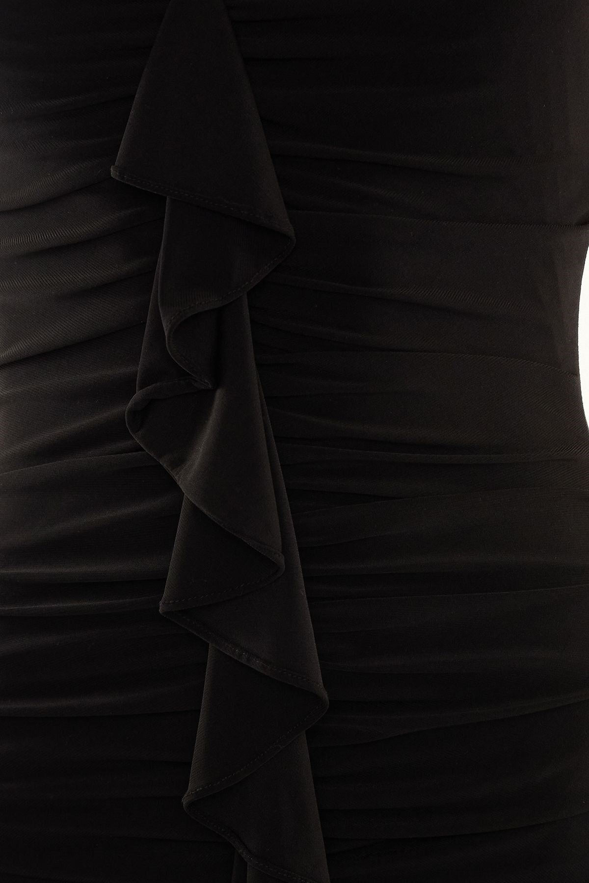 Black Body Sitting Ruffle Long Night Evening Dress Tprss24ae00015