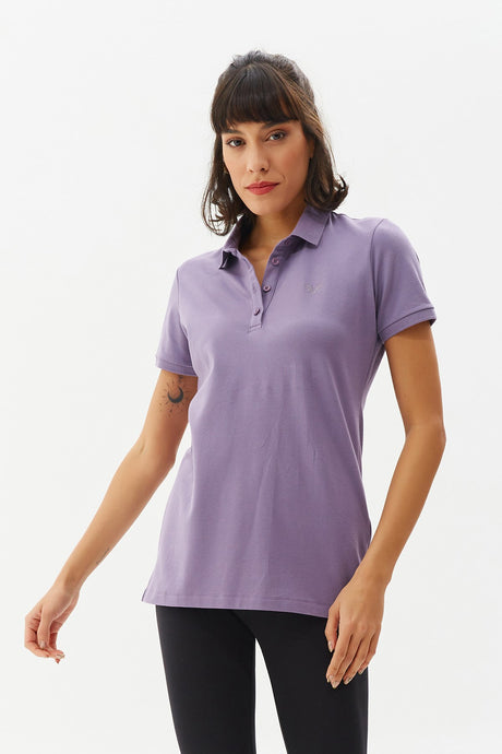 Women's Black Cotton Polo Neck Basic Solid Color Short Sleeve Casual And Sports T-shirt 8719 Tb21wl0