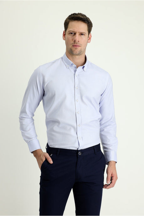 Long Sleeve Slim Fit Oxford Cotton Shirt 469295