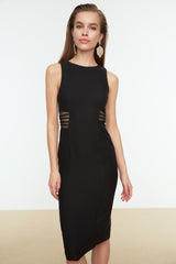 Black Waist Detailed Elegant Evening Dress Tprss21el2191