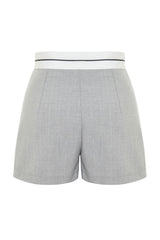 Anthracite Waist Belt Detailed Mini Striped Woven Shorts Skirt Twoss24sr00041