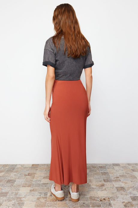 Cinnamon Body-fitting Fish Form Flexible Maxi Skirt Twoss24et00155