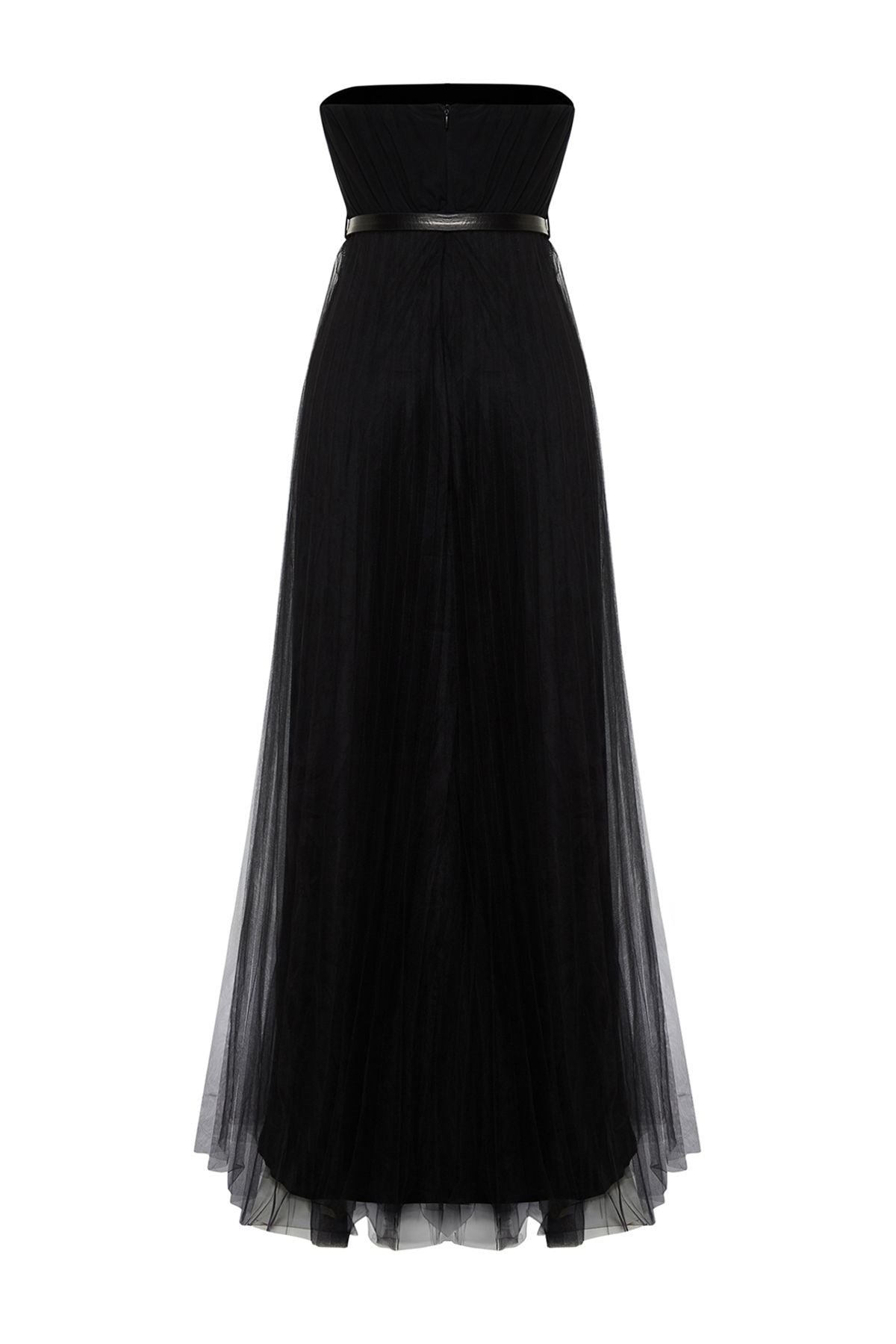 Black Tulle Knitted Long Elegant Evening Dress Tprss24ae00090