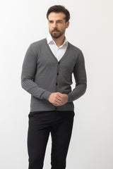 Solid Navy Color Slim Fit Buttoned Knitwear Mens Cardigan 11228.22y