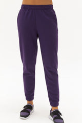 Women Purple High Waist Polarized Jogger Thick Solid Color Winter Rubber Leg Sweatpants 0439 Tb22wl0