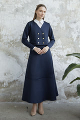 Jacket Scuba Suit With Skirt Button - Navy Ms00an0194