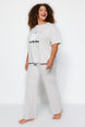 Light Grey Printed Knitted Pajama Set Tbbaw24ai00003