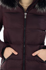 Women's Long Removable Fur Hooded Padded Windproof Water Repellent Inflatable Coat 8651 Gfx8651