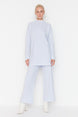 Lilac Pearl And Tulle Detailed Sweatshirt-pants Knitwear Suit Tctaw23us00088